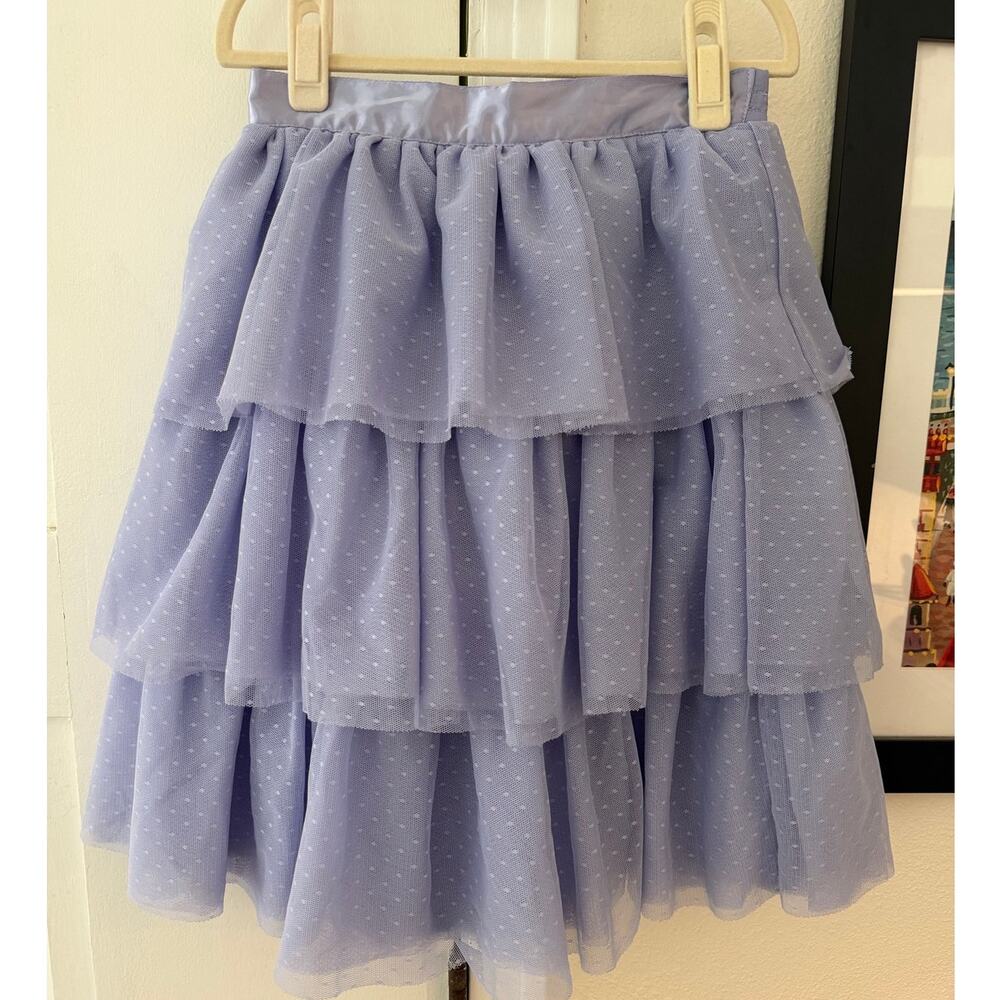 Janie and Jack purple / lilac tulle tiered knee length skirt girls size 8